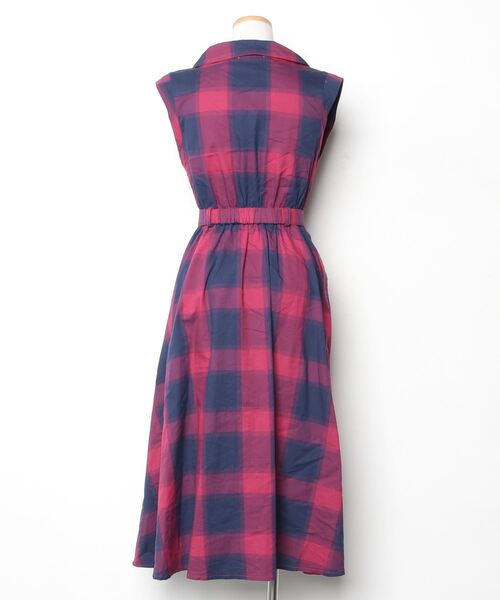 「REDYAZEL」 チェック柄ノースリーブワンピース S レッド レディース_画像2
