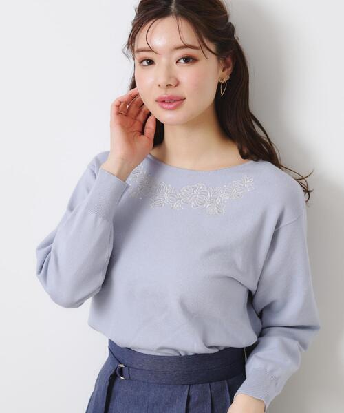 Couture Brooch（クチュール ブローチ） 長袖ニット 38 ブルー