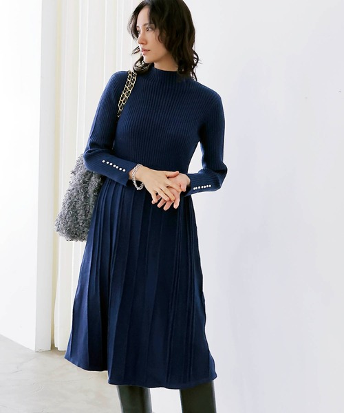 Jines（ジネス） ワンピース 「WEB限定」ニットプリーツAライン
