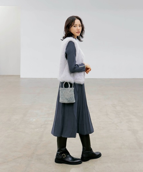 Jens プリーツワンピース Jines（ジネス） ワンピース 「WEB限定」ニットプリーツAライン