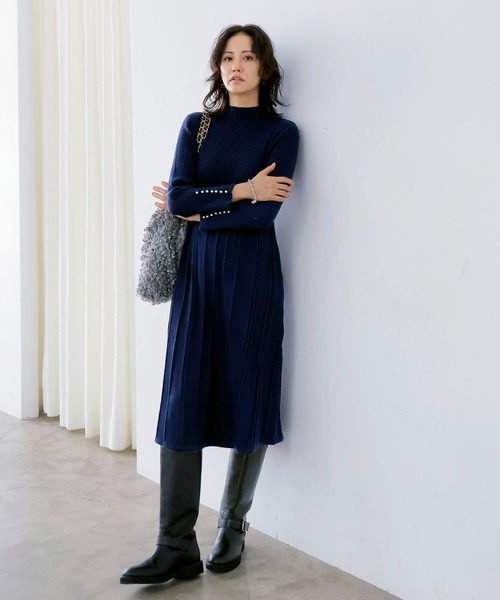 Jines（ジネス） ワンピース 「WEB限定」ニットプリーツAライン