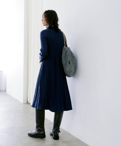 Jines（ジネス） ワンピース 「WEB限定」ニットプリーツAライン