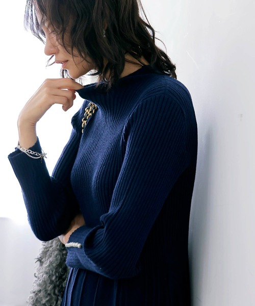 Jines（ジネス） ワンピース 「WEB限定」ニットプリーツAライン