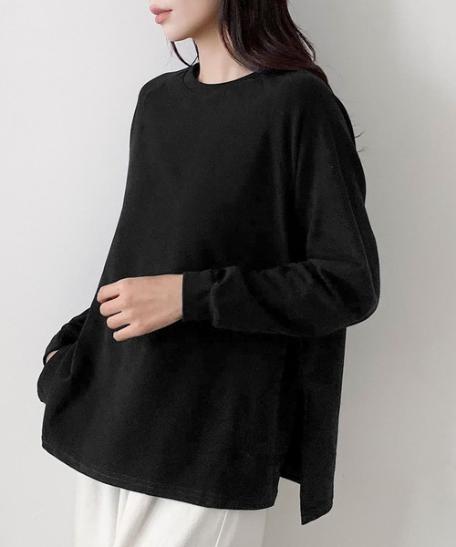 LOWO tシャツ しっかり素材の大人ロンT｜前後差×スリットでおしゃれ
