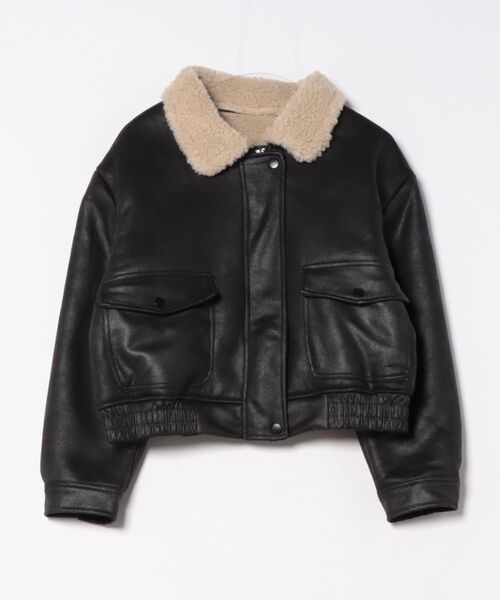 Chiina ムートンコート ボアコート Chiina /フェイクレザー ボアバイ