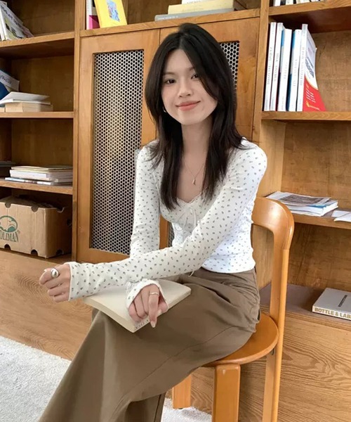 WESTSEA（ウエストシー） tシャツ レース リボン フラワー柄 Vネック