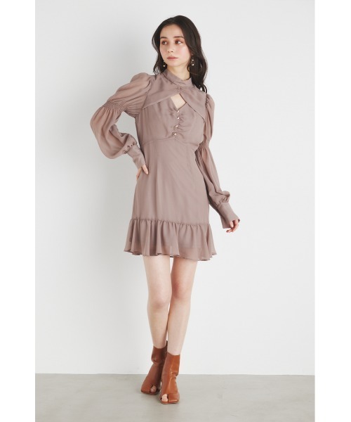 「rienda」 長袖ワンピース MEDIUM グレー レディース_画像2