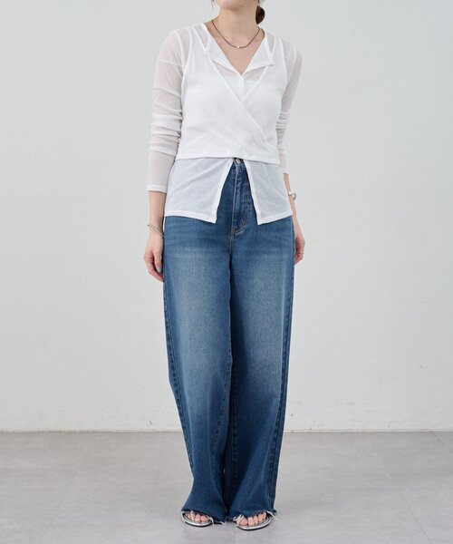 「SHENERY」 長袖カットソー FREE グレー レディース_画像4