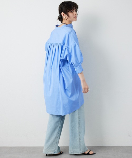 Whim Gazette 2025SS 刺繍チュニックシャツ　ストライプ Whim Gazette（ウィム ガゼット） ブラウス シャツ 刺繍チュニック