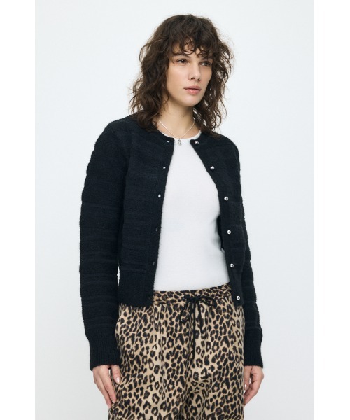 MOUSSY  TRIM END KNIT カーディガン  D/BEG MOUSSY FALL COLOR TRIM END カーディガン D/BRN3 -靴＆ファッション