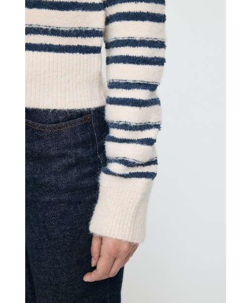 moussy SHADOW STRIPE KNIT カーディガン　マウジー マウジー MOUSSY SHADOW STRIPE KNIT カーディガン （L/BLU1