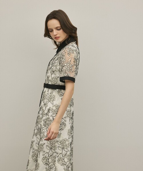 【GLACE CONTINENTAL】カーキ 花柄 ワンピース　タグ付き新品 GRACE CONTINENTAL（グレースコンチネンタル） ワンピース 半袖
