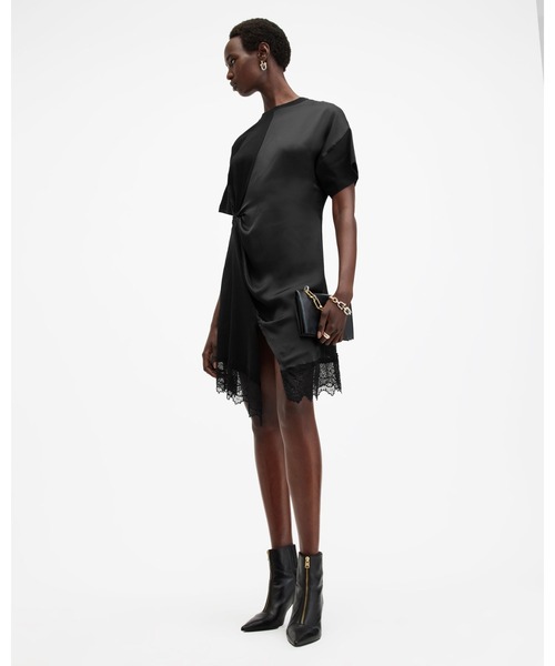 「ALLSAINTS」 半袖ワンピース 4 ブラック レディースの画像