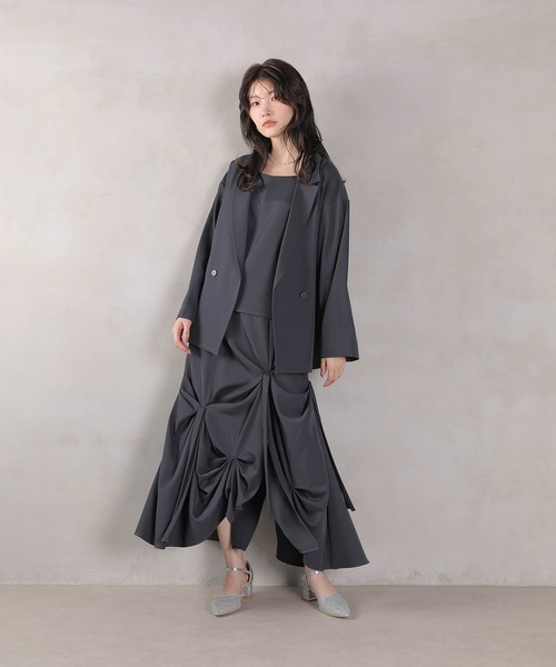 Kana ドレス リボンデザインスカート ダブルジャケット 3点セット