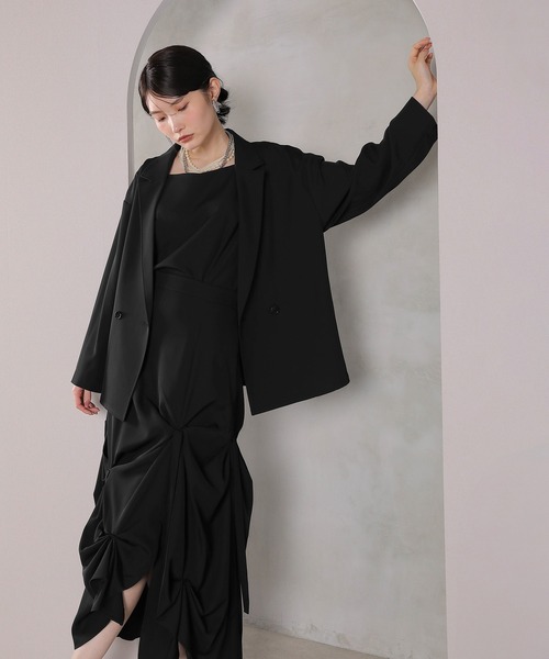 Kana ドレス リボンデザインスカート ダブルジャケット 3点セット