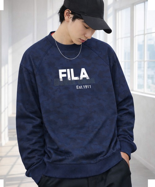 FILA（フィラ） トレーナー スウェット カモフラージュ ロゴ入り 裏 