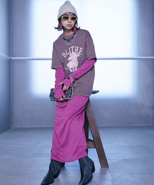 「GEVS.」 「SMILELAND」長袖ワンピース 3L ブラック レディース_画像5