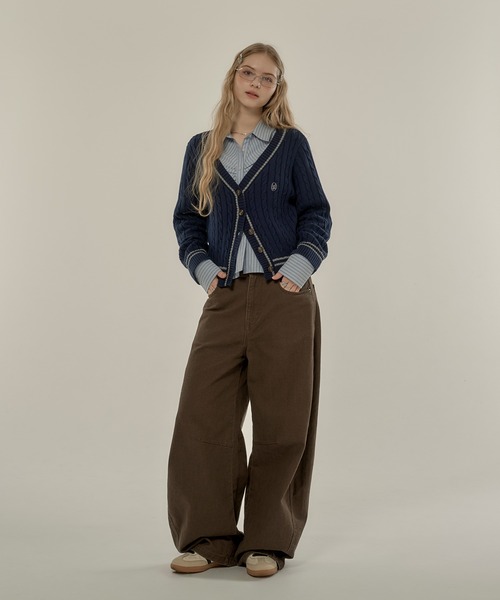 カーディガン Cable Handkint Cardigan CASA FLINE - ローゲージハンドニットカーディガン (ホワイト