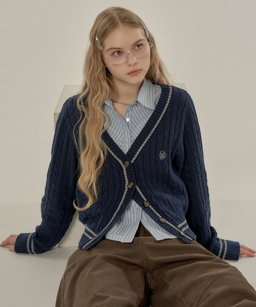 hazyl カーディガン trad cable V cardigan / トラッドケーブルV