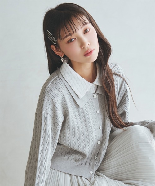 AND COUTURE（アンドクチュール） カーディガン シャツレイヤード風