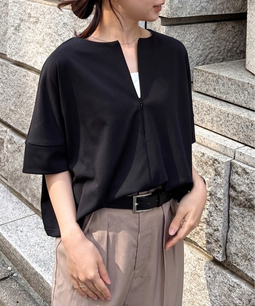 ラナン*プロフ必読 RANAN（ラナン） tシャツ 半袖 速乾 ハーフジップコクーンプルオーバー