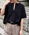 tシャツ 半袖 速乾 ハーフジップコクーンプル...の詳細画像1