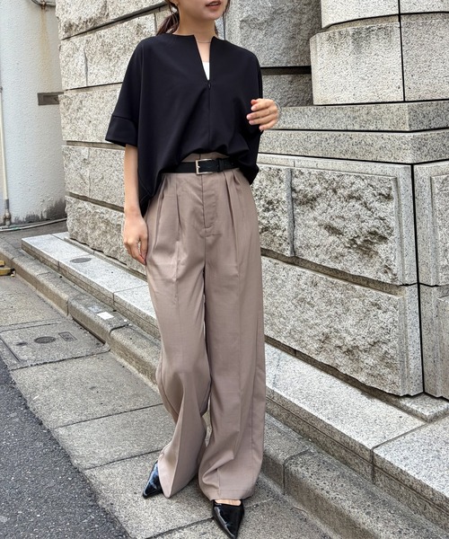 RANAN（ラナン） tシャツ 半袖 速乾 ハーフジップコクーンプルオーバー