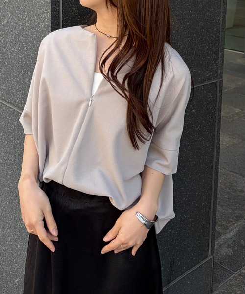 RANAN（ラナン） tシャツ 半袖 速乾 ハーフジップコクーンプルオーバー