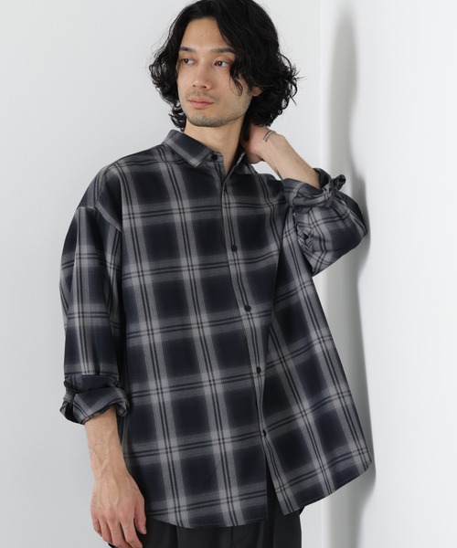 新品 ナノ・ユニバース 長袖チェックシャツ サイズM NANO universe（ナノ・ユニバース） シャツ ビッグドレープチェック