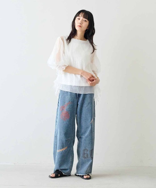 「MEDE19F」 デニムパンツ LL ブルー レディース_画像2