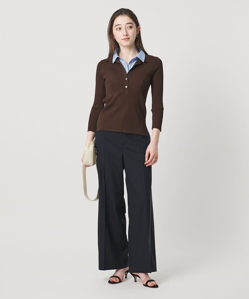新品　25aw ユナイテッドアローズ レディーポロコンビ ニット ウォッシャブル ユナイテッドアローズ レディーポロコンビニットウォッシャブル 黒