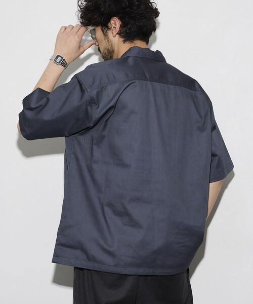 シャツ RED KAP/レッドキャップ 新色追加 別注 リラックスフィット ハーフジップ ワンポイントロゴ 半袖ツイルワークシャツ メンズの画像