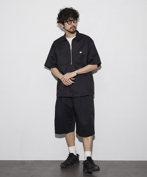 シャツ RED KAP/レッドキャップ 新色追加 別注 リラックスフィット ハーフジップ ワンポイントロゴ 半袖ツイルワークシャツ メンズの画像