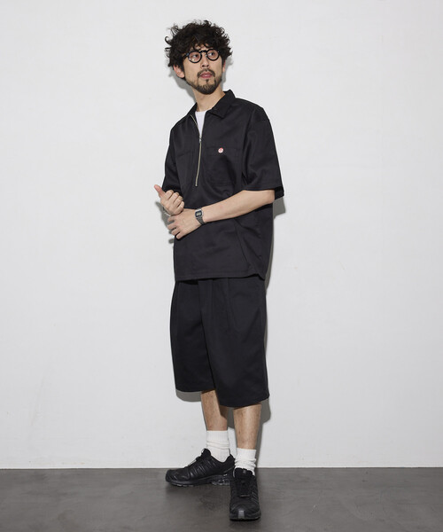 シャツ RED KAP/レッドキャップ 新色追加 別注 リラックスフィット ハーフジップ ワンポイントロゴ 半袖ツイルワークシャツ メンズの画像