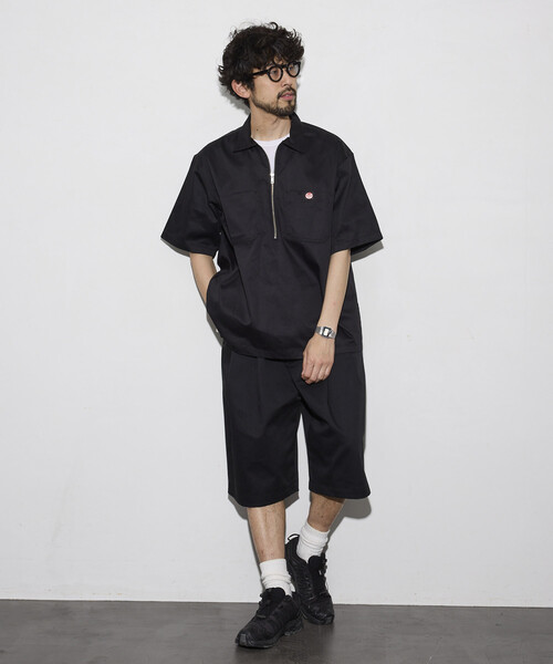 シャツ RED KAP/レッドキャップ 新色追加 別注 リラックスフィット ハーフジップ ワンポイントロゴ 半袖ツイルワークシャツ メンズの画像