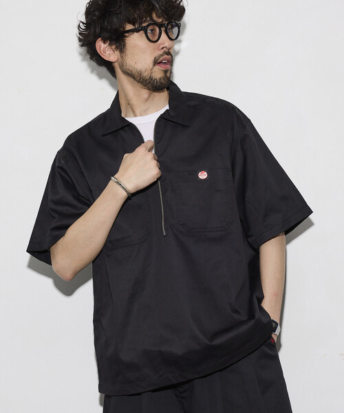シャツ RED KAP/レッドキャップ 新色追加 別注 リラックスフィット ハーフジップ ワンポイントロゴ 半袖ツイルワークシャツ メンズの画像