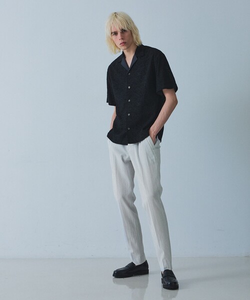 半袖L 5351 POUR LES HOMMES シャツ 半袖 エンブロイダリー オープンカラー