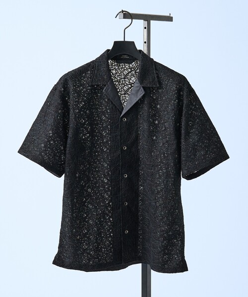 5351 POUR LES HOMMES シャツ 半袖 エンブロイダリー オープンカラー