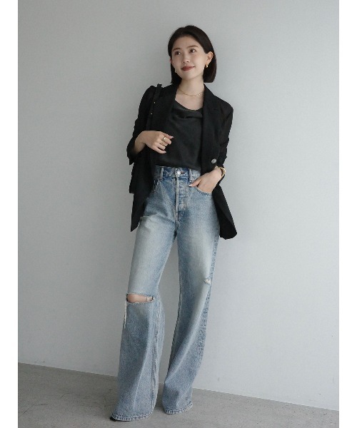 anuans フィブリルサテンドレープキャミソール 黒 anuans｜フィブリルサテンドレープキャミ | Rakuten Fashion(楽天