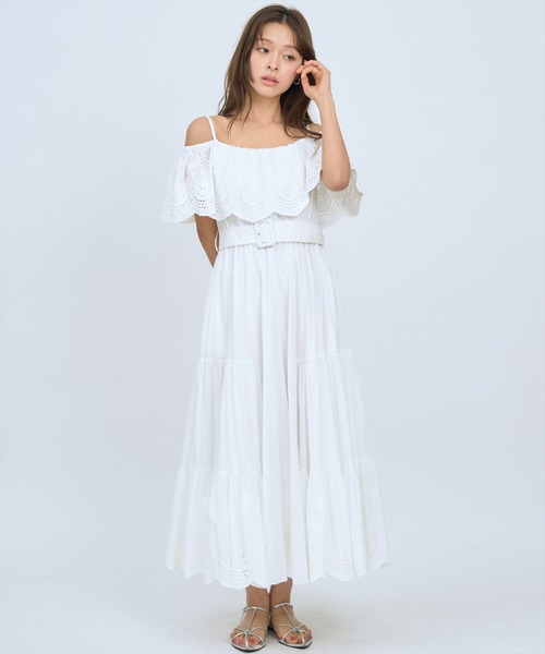 AND COUTURE アンドクチュール レースワンピース　ホワイト　白 AND COUTURE（アンドクチュール） ワンピース 半袖 レースオフショル