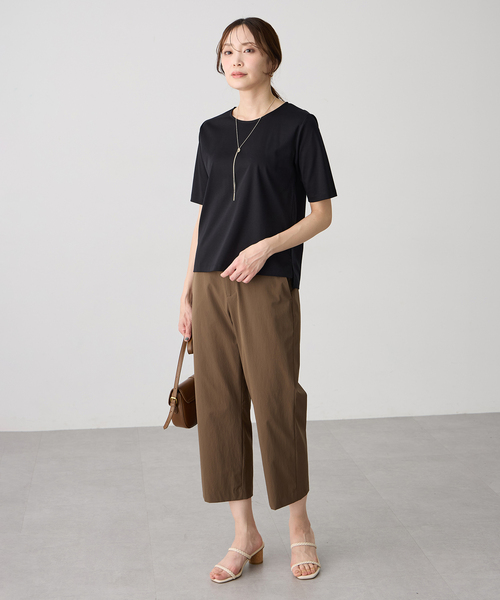 パンツ ストレッチワイドパンツ「接触冷感・後ろウエストゴム」 レディースの画像