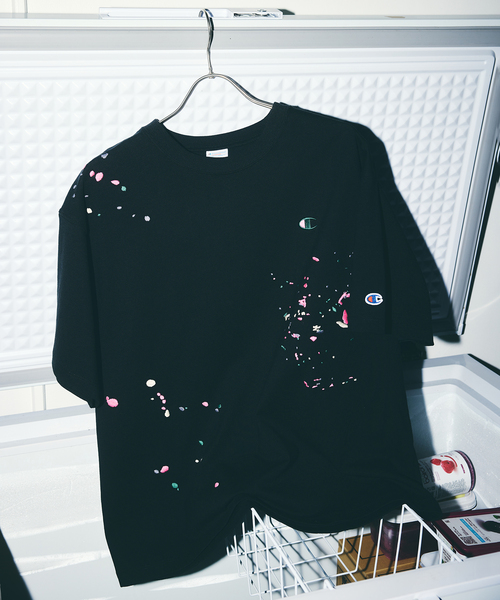 Champion（チャンピオン） tシャツ 別注 刺繍スプラッシュ Tシャツ