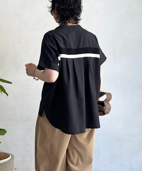 un dix cors（アンディコール） ブラウス シャツ 半袖 麻調スキッパー