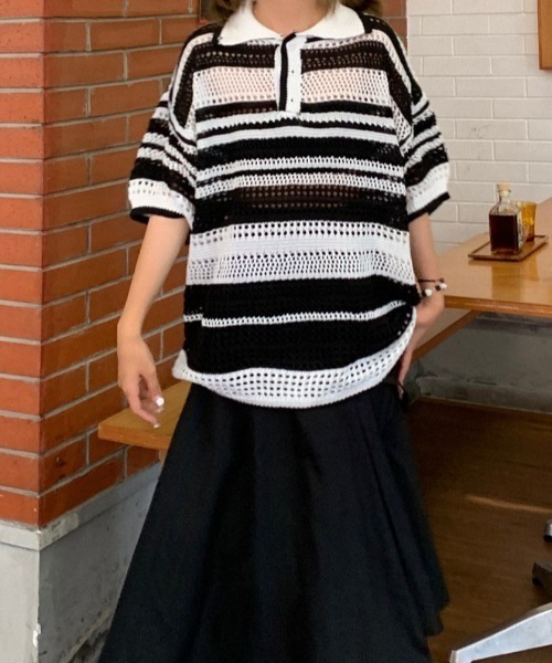 「Achic」 半袖ニット M ピンク レディース_画像3