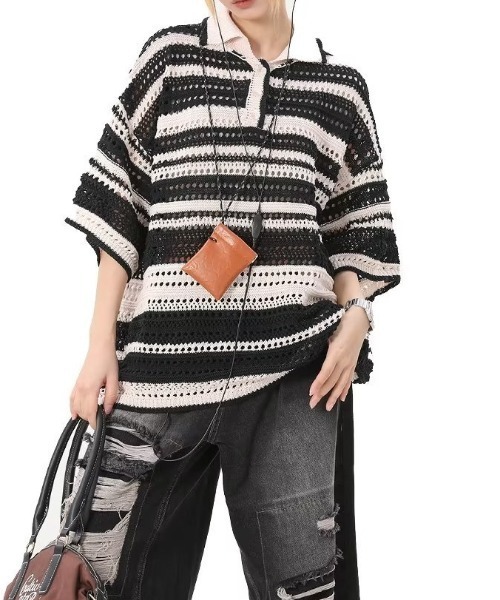 「Achic」 半袖ニット M ピンク レディース_画像6