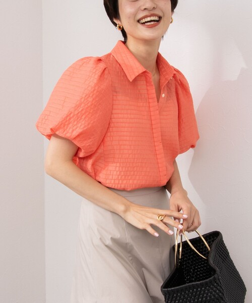 「NOLLEY'S Sophi」 半袖ブラウス 38 オレンジ レディース_画像8
