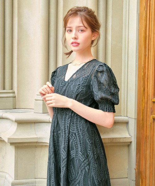 「GIRL」 半袖ワンピース S ブルーグレー レディース_画像3