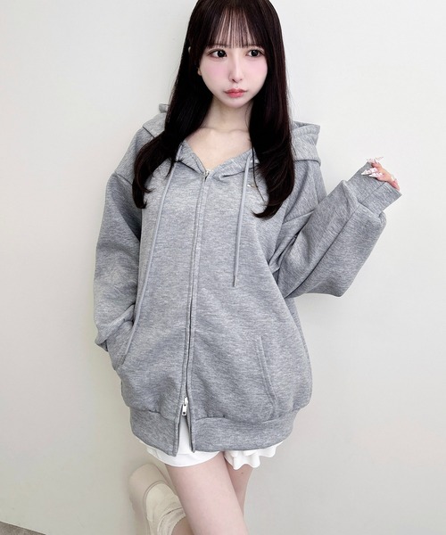 INGNI（イング） パーカー プレート付ラメダンボールダブルジップ