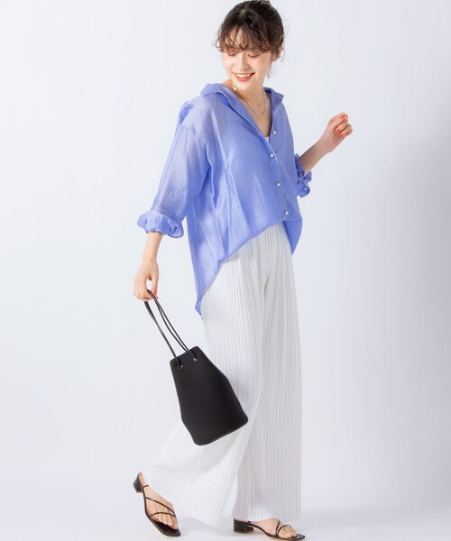 NOLLEY'Sノーリーズきれい色ゆったりシアースラブパール釦2wayシャツ♪ NOLLEY'S（ノーリーズ）の「【WEB限定カラーあり】シアースラブパール