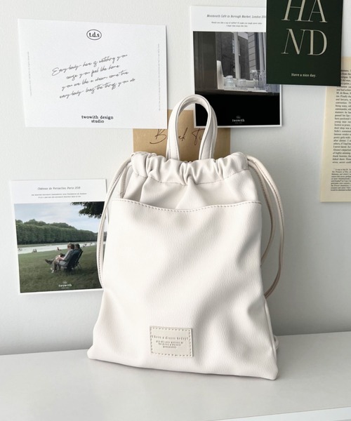 moment+ ショルダーバッグ バッグ フェイクレザー2WAY巾着